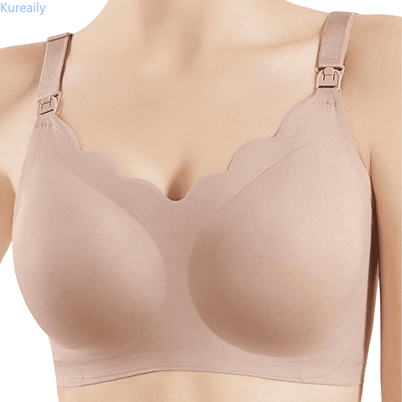 Kureaily Nursing Bra Wavy Breastfeeding Bras For Women Maternity Support Pregnancy Sleep Bralette Padded Bras