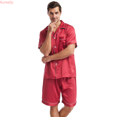 thumbnail image 1 of Kureaily Plain Satin Sleepwear Soft Smooth Short Sleeve Short Pant Sleepwear Man With Pockets Two Piece Pajamas T-Shirt Pajama Set, 1 of 6