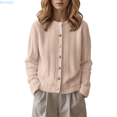 thumbnail image 1 of Kureaily Round Neck Colorful Button Knitted Cardigan Sweater Open Front Long Sleeve Casual Outwear Cozy Lightweight Pullover Top For Daily Wear Button Down Cardigan, 1 of 5