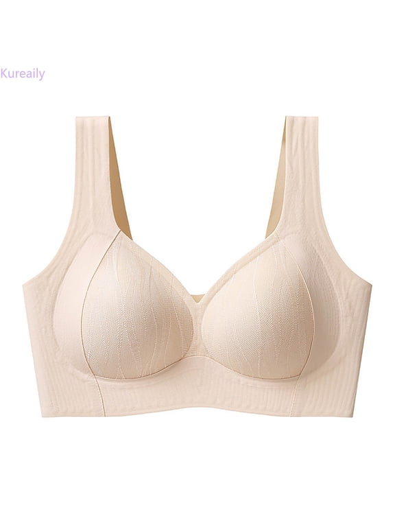 Seamless Jelly Soft Support T Shirt Bra For Full Coverage Sagging Comfort Wireless Unlined Pullover Bralette Womens Deep V Bras,3X-Large,(White)