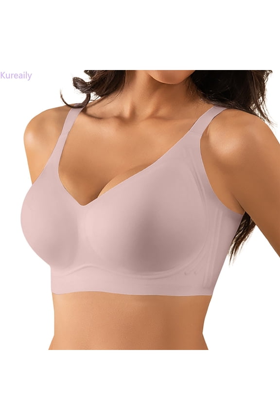 Seamless Jelly Strip Side Support Non Padded Underwire Bra For Comfortable Lift Womens Comfortable Bra,Small,(Pink)