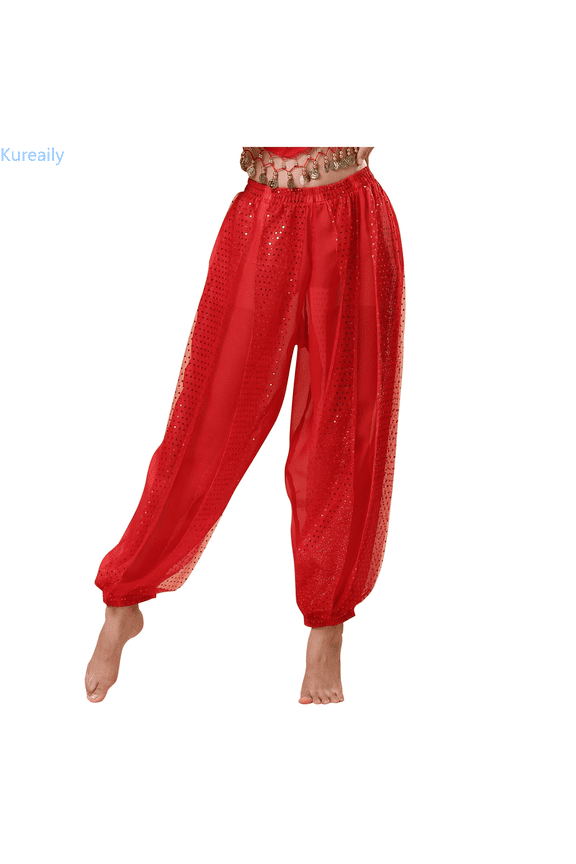 Sequin Pants Belly Dance Performance Dance Pants Chiffon Highlight Pants Women Summer Pants