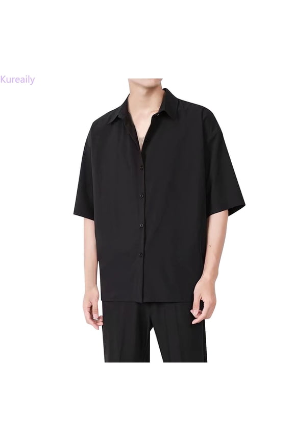 Shirts For Men Tech Short Sleeve Shirts Casual Workout Men's Casual Button Down Shirts,Medium/(Black)