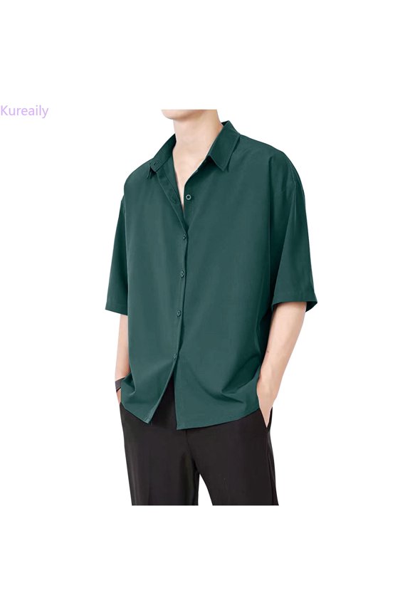 Shirts For Men Tech Short Sleeve Shirts Casual Workout Men's Casual Button Down Shirts,Medium/(Green)