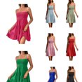 thumbnail image 1 of Kureaily Short Dress Solid Ruffle Hem Sleeveless Summer Mini Sexy (Green,Medium), 1 of 6