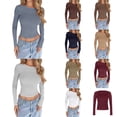 thumbnail image 1 of Kureaily Slim Fit T Shirt Long Sleeve Basic Top Soft Streetwear Casual Blouse For Everyday Wear Casual Blouses, 1 of 5