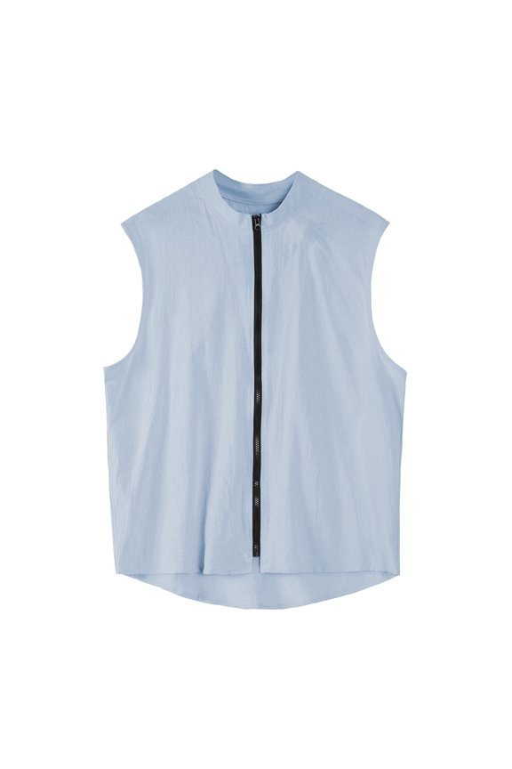 Spring And Summer Men's Undershirt Undershirt Thin Zipper Cardigan Sleeveless Sports Leisure Breathable Sweat Absorption