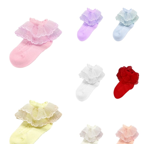 Kureaily Spring And Autumn Cute Cotton Socks Delicate Embroidery Lace Socks Lace Lace Princess Socks ,school wardrobe essential hosiery Size XL ,Purple