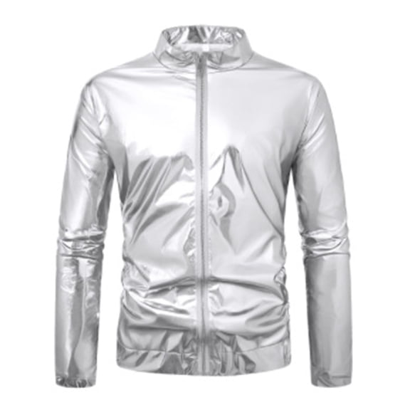 Kureaily Stage Performance Jacket Show Costume Outerwear With Stand Collar And Zipper Closure For Casual Wear Men's Warm Winter Coats