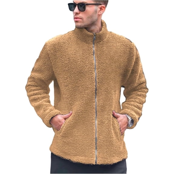 Kureaily Stand Collar Zip Up Jacket Soft Thermal Lined Pullover Casual Long Sleeve Outerwear Lightweight Comfortable Full Zippered Textured Coat For Outdoor Fall Winter Jackets for Men