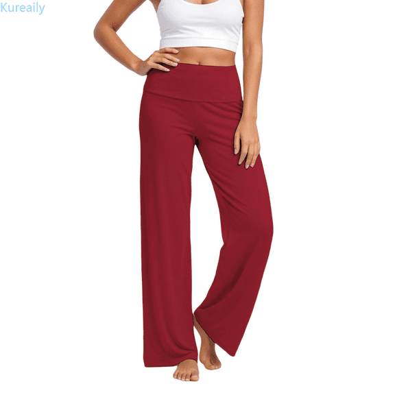 Kureaily Stylish Casual Trousers Flared Leg Comfort Fit Low Rise Everyday Wear Soft Stretch Fabric Modern Versatile Bottoms Women's Wide Leg Pants