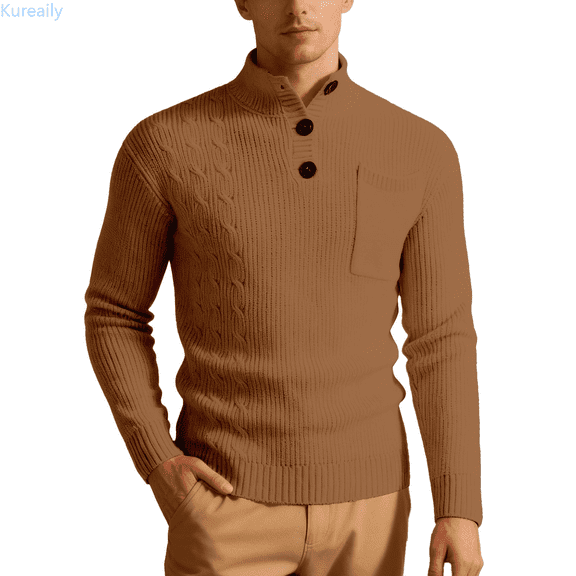 Kureaily Stylish Knit Sweater Coat Autumn And Winter Fashionable Turtleneck Pullover Cozy Warm Layer For Modern Wardrobe Mens Sweaters Lightweight