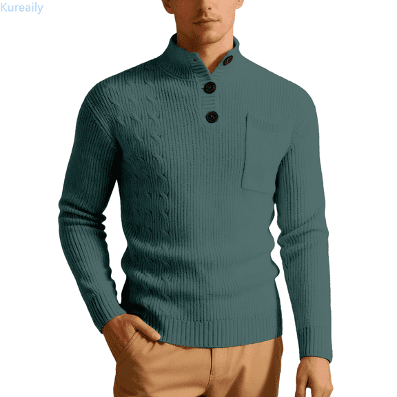 Kureaily Stylish Knit Sweater Coat Autumn And Winter Fashionable Turtleneck Pullover Cozy Warm Layer For Modern Wardrobe Mens Sweaters Lightweight