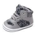 thumbnail image 1 of Kureaily Summer Children Toddler Shoes Boys And Girls Sports Shoes Flat Sole Round Head High Top Lace Up Comfortable Colorblock Casual Style/ Size 5,6-12 Months(Gray), 1 of 4