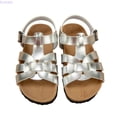 thumbnail image 1 of Kureaily Summer Girls' Large Sized Casual And Exquisite Floral Cork Shoes Comfortable And Versatile Style Sandals/ Size 9.5,3.5-4 Years(Silver), 1 of 5
