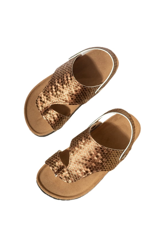 Summer Girls' Large Sized Retro Style Sequined Flip Flops With Soft Soles Suitable For Both Casual Wear And Beach Use Lightweight And With Separate Toes. 9-9.5 Years