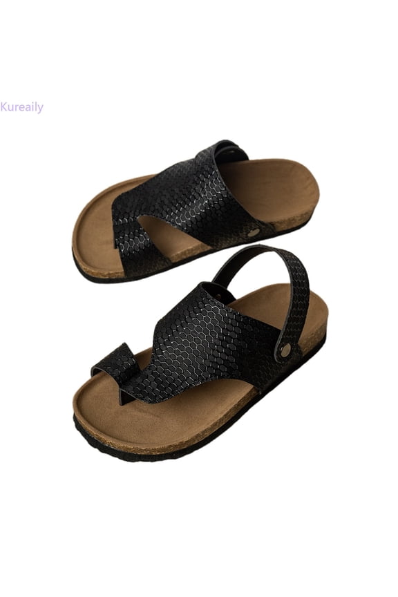 Summer Girls' Large Sized Retro Style Sequined Flip Flops With Soft Soles Suitable For Both Casual Wear And Beach Use Lightweight And With Separate Toes./ Size 9,3-3.5 Years(Black)