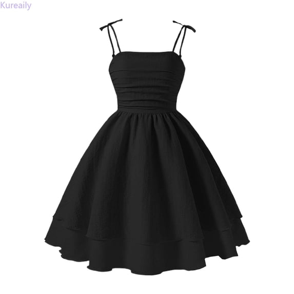 Kureaily Summer Girls Solid Color Dress With Bow Knot Sweet Sleeveless For Kids 8 Years