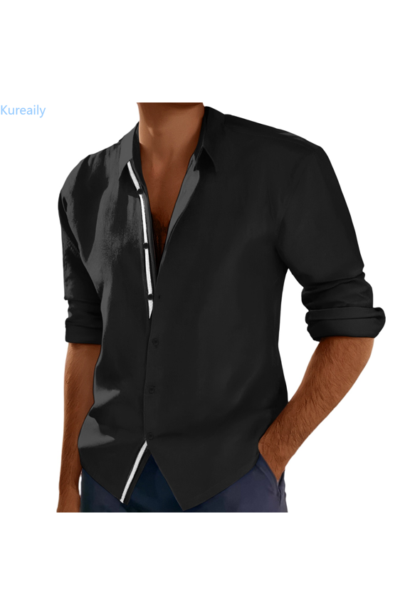 Summer Man's Refreshing Casual Long Sleeve Shirt Vacation Wedding Shirts