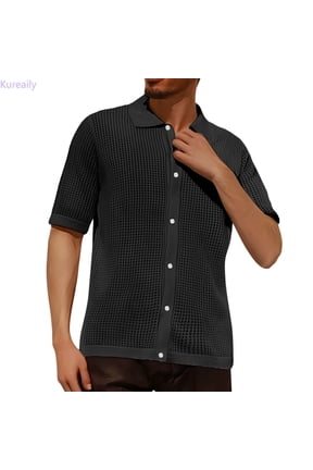 Summer Man's Refreshing Casual Short Sleeve Shirt Vacation Wedding Short Shirts,Small/(Black)