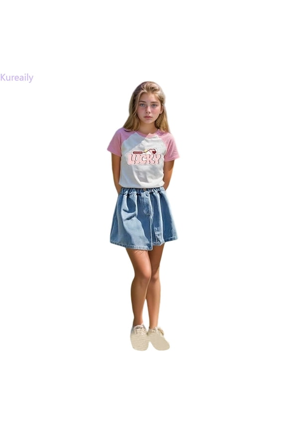 Summer Outfits For Kids Versatile Daily Wear For Ages 0.5 To 11 Years Ideal For Comfort And Style With Short Sleeve Pairing Easy To Clean And Maintain/ 9-10 Years/ Big Kid (Blue)