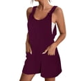 thumbnail image 1 of Kureaily Summer Short Rompers For Women Casual Loose Sleeveless Tie Knot Strap Jumpsuits Overalls With Pockets Women Stretchy Trousers, 1 of 4