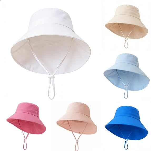 Kureaily Sun Kids Fisherman Hat For Boys Girls UPF 50+ Outdoor Summer Beach Play Wide Brim Cap Adjustable ,School Daily Wear Kids Sun Hat Size 1-3 Years ,White
