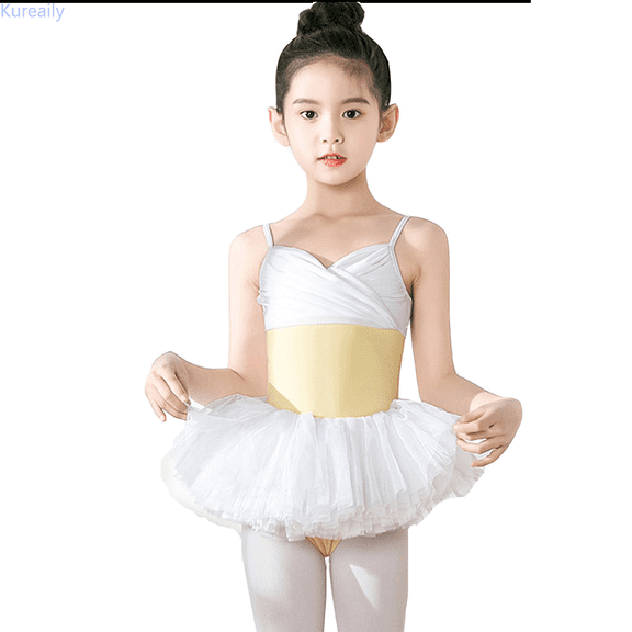 Kureaily Suspenders Glitter Dance Ballet Tutu Leotard Ballerina Outfit For Girls Toddler 3-4 Years