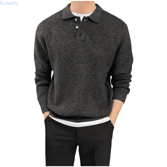 Kureaily Sweater Coat Winter Warm Knit Pullover Top With Collar Casual Loose Fit Outwear For Fall And Cold Weather Sweater for Men