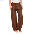 thumbnail image 1 of Kureaily Girls Casual Linen Pants Lightweight Summer Loose Fit Elastic Waist Plus Size Solid Long Trousers 13-14 Years, 1 of 6