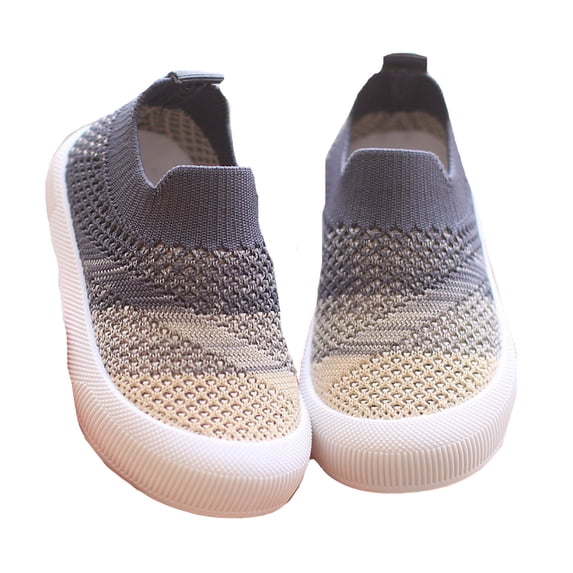 Kureaily Toddler Boys Girls Sneaker Slip On Shoes Kids Lightweight Breathable Walking Shoes/ Size 6,12-15 Months(Gray)
