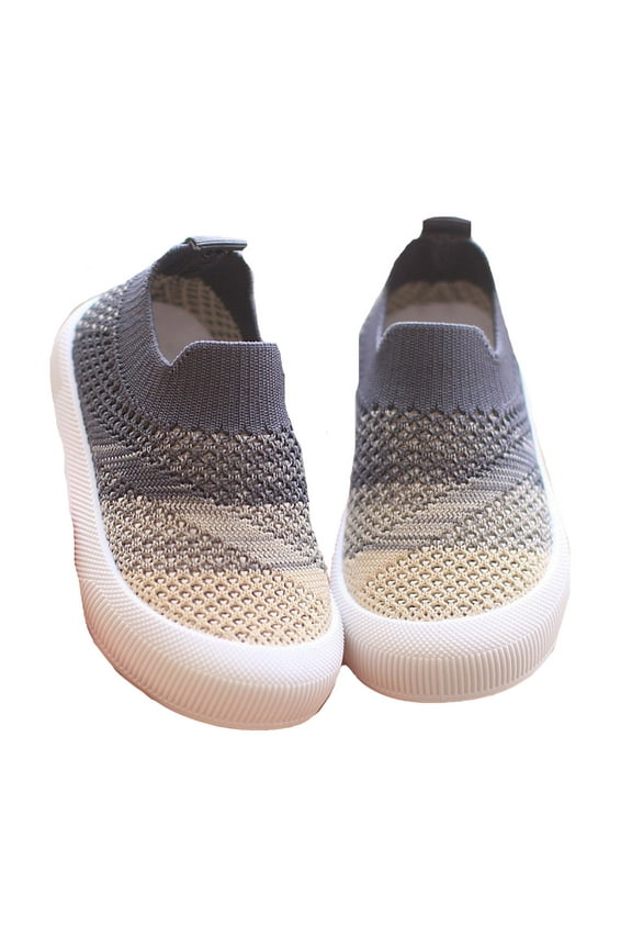 Toddler Boys Girls Sneaker Slip On Shoes Kids Lightweight Breathable Walking Shoes/ Size 6,12-15 Months(Gray)