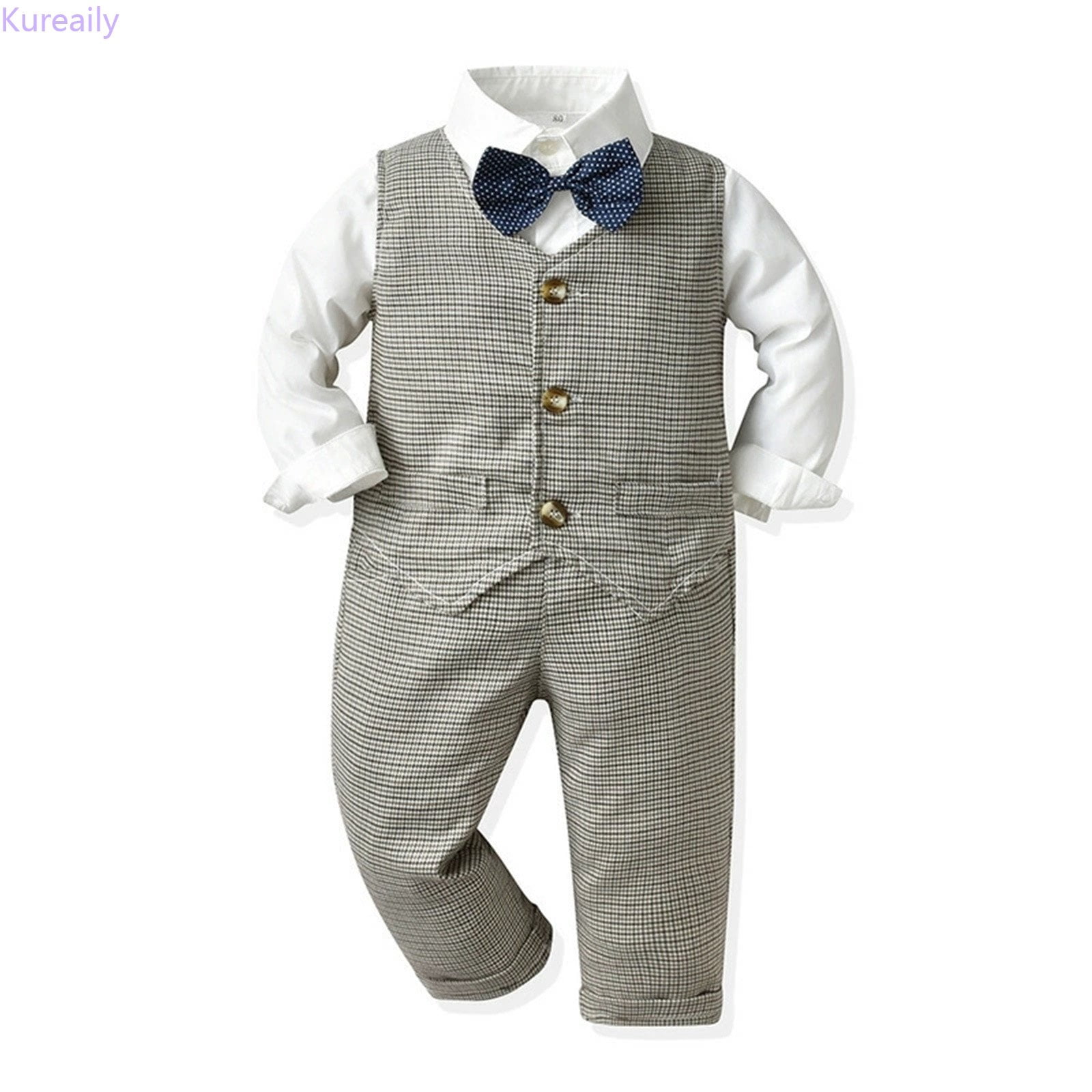 Kureaily Toddler Boys Long Sleeve T Shirt Tops Plaid Prints Vest Coat ...