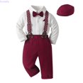 thumbnail image 1 of Kureaily Toddler Boys Long Sleeve T Shirt Tops Suspenders Pants Child Kids Gentleman Outfits 9-12 Months, 1 of 5