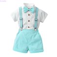 thumbnail image 1 of Kureaily Toddler Boys Short Sleeve Solid T Shirt Tops Suspenders Shorts Child Kids Gentleman Outfits 2-3 Years, 1 of 4