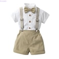 thumbnail image 1 of Kureaily Toddler Boys Short Sleeve Solid T Shirt Tops Suspenders Shorts Child Kids Gentleman Outfits 2-3 Years, 1 of 3