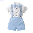 thumbnail image 1 of Kureaily Toddler Boys Short Sleeve Solid T Shirt Tops Suspenders Shorts Child Kids Gentleman Outfits 6-9 Months, 1 of 4