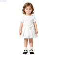 thumbnail image 1 of Kureaily Toddler Girls Pleated Skirt, Cute Bow Decor A‑Line Skort, Kids Uniform Skirt for Back to School, Little Girl Casual Short Skirt (White), 1 of 5