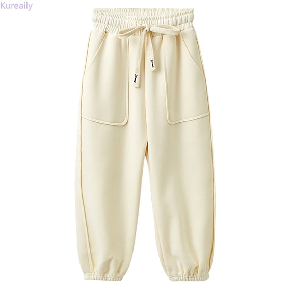 Kureaily Toddler Kids Baby Girls Boys Pants Athletic Active Jogger Pants Sweatpants Thick Winter Warm Long Bottoms Trousers/ 18-24 Months/ Toddler (Beige)
