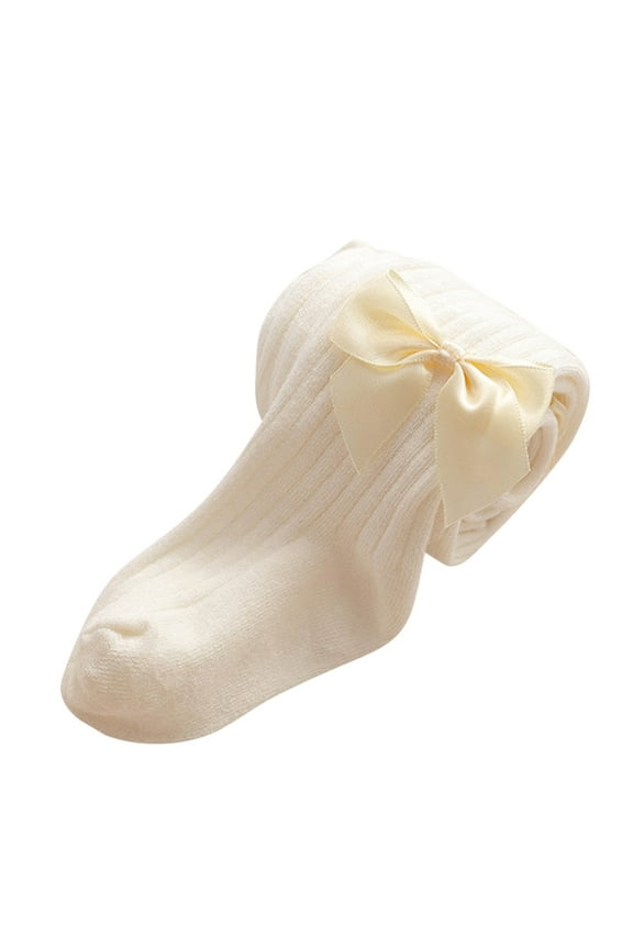 Toddler Kids Baby Girls Cotton Bow Leggings Knitted Pantihose Stretchy Basic Full Length Pants Pantyhose For Spring Autumn Stocking Lightweight Jogger Pants 6-12 Months