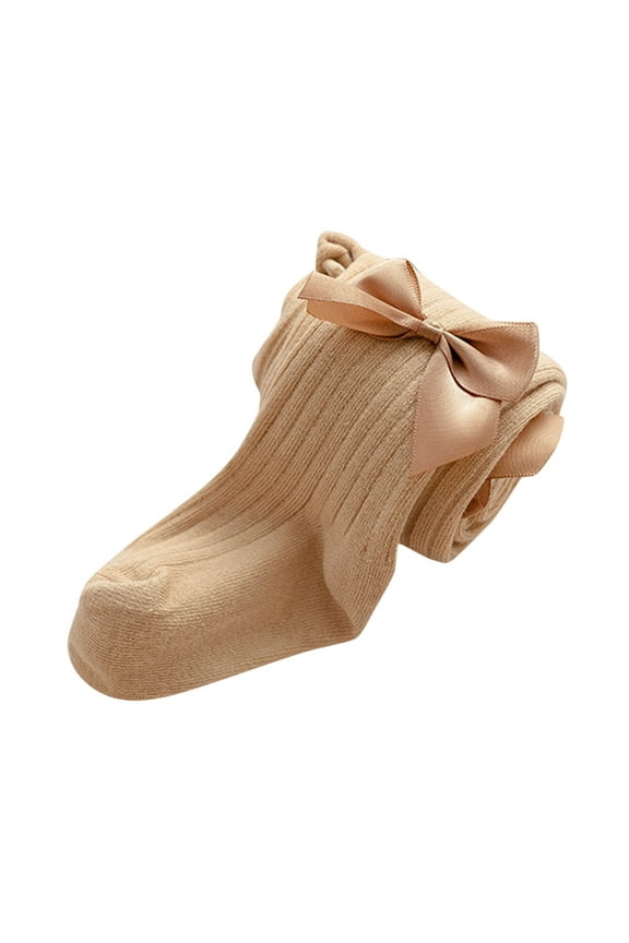 Toddler Kids Baby Girls Cotton Bow Leggings Knitted Pantihose Stretchy Basic Full Length Pants Pantyhose For Spring Autumn Stocking Wide Leg Streetwear Kids 6-12 Months