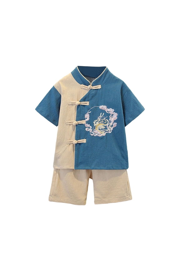 Toddler Kids Boys Chinese Tang Style Thickened New Year's Top Pants Clothing Outfit Baby Set Boy Set 7 Boy 4 Month Clothes 12-18 Months