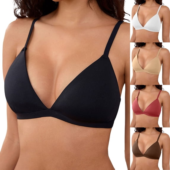 Kureaily Triangle Bralette Unlined Bras No Underwire Unpadded Everyday Bra Full Coverage Bras