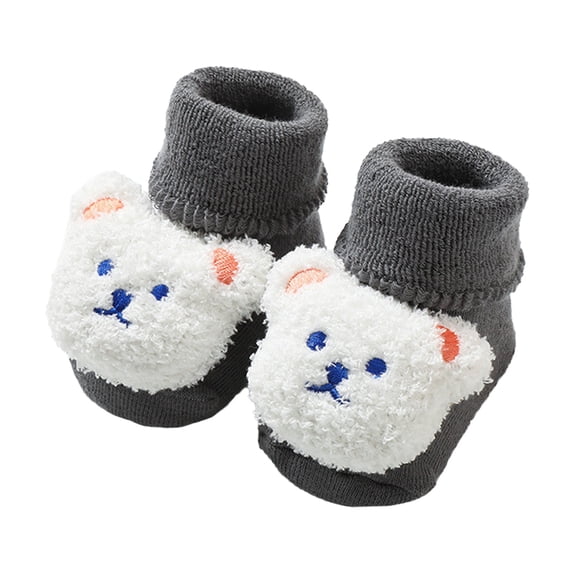 Kureaily Warm Winter Baby Shoes Cartoon Bear Shape Cute Baby Shoes Baby Soft Sole Shoes/ Size 4,0-6 Months(Gray)