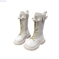 thumbnail image 1 of Kureaily Winter Autumn Girls Boots With Pearl Buckle And Golden Laces High Top Footwear For Toddler Kids Youth Teen 11.5-12 Years, 1 of 5
