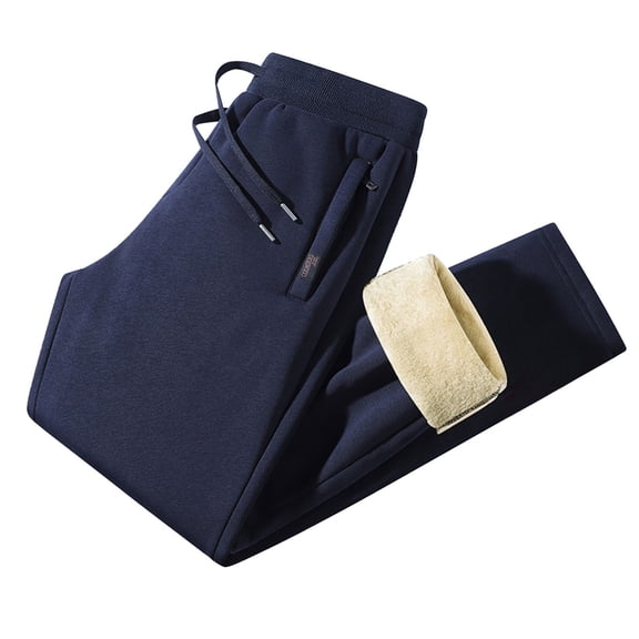 Kureaily Winter Lined Casual Pants Flat Bottom Design Comfortable Warm Trousers For Cold Weather Outdoor Daily Wear Soft Thermal Insulated Bottoms Men's Lightweight Pants