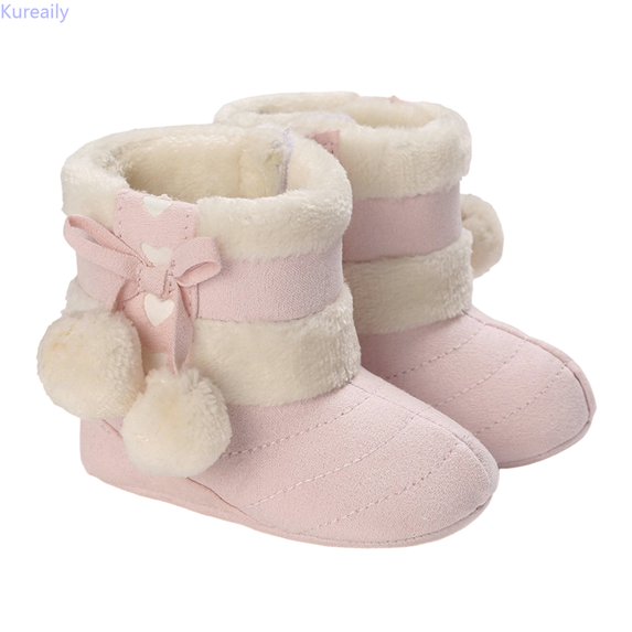Kureaily Winter Girls Boots Warm Lined Soft Sole Non Toddler Shoes For Baby Children Outdoor Play 0-3 Months