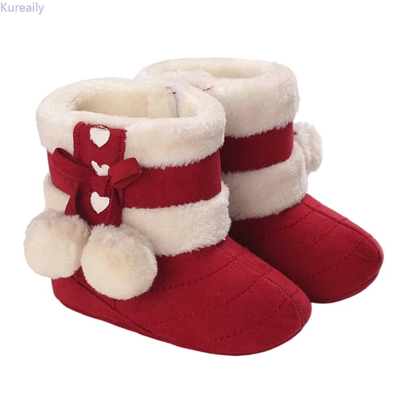 Kureaily Winter Girls Boots Warm Lined Soft Sole Non Toddler Shoes Play 6-9 Months