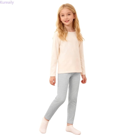 Kureaily Winter Girls Lined Leggings Thickened Thermal Tights For Toddler To Big Kids Soft Stretchy Base Layer Pants 15-16 Years