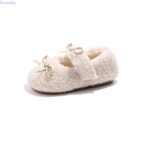 Kureaily Winter Girls Sneakers Soft Sole Lined Warm Booties Non Casual Shoes For Toddler First Walking 7.5-8 Years